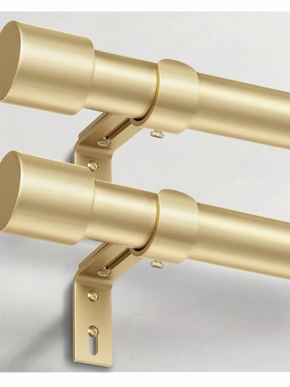 Brushed Gold Double Curtain Rod Set - Elegant Home Dining Hardware